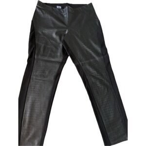 DKNY Womens XL Black Faux Leather Crocodile Panel Leggings‎ Pull On Pants